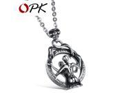 OPK JEWELRY Unique Design Real Mirror Pendent Rock and Roll Skeleton Men Necklace Stainless Steel Creative Men Accessory 915