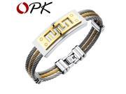 OPK Three Layers Man Bangles Punk Style Silver Gold Plated Stainless Steel The Great Wall Design Men Friendship Jewelry GH784