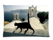 Black Cat On The Church Roof In Greece Pillowcases Custom Pillow Case Cushion Cover 20 X 36 Inch Two Sides
