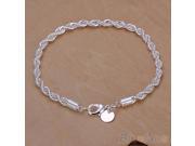 Elegant Silver Plated Twisted Rope Design Bracelet Bangle Chain 1MWN