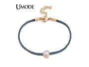 UMODE Charm Love Heart Chain Rope Bracelet Female Rose Gold Plated Bracelet Jewelry For Women Bijoux Pulsera Gifts AUB0089