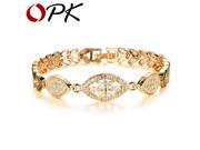 OPK Luxury Gold Plated Chain Link Bracelet for Women Ladies Shining AAA Cubic Zircon Crystal Birthday Jewelry Gift KS484