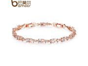 BAMOERLuxury Rose Gold Plated Chain Link Bracelet for Women Ladies Shining AAA Cubic Zircon Crystal Jewelry JIB013