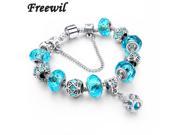 ewil Silver Color Bracelets Bangles Crystal Beads Charm Bracelets For Women DIY Jewelry Pulsera SBR160016