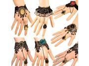 Wemen charm Retro Vintage Lady Handmade Jewelry Gothic Lace Flower Finger Bracelet 00Q4