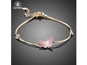 AZORA Gold Plated Stellux Austrian Crystal Butterfly and Flower Charm Bracelet TS0008
