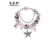 Jewelry European Starfish Charm Bracelets For Women Pink Crystal Beads Bracelets Bangles DIY Jewelry Pulseras B16054