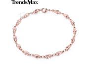 Trendsmax Trendy 4mm Womens Girls Friendship Chain Tulip Bud Bead Beaded Link Rose Gold Filled Bracelet GB394