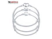 LZESHINE Hot Silver Love Snake Chain Fit Pan Charm Bracelets Bangles Jewelry Gift For Men Women 17 21cm br1