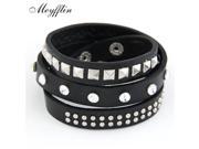 Punk Rock Multilayer PU Leather Bracelets Bangles for Women Men Jewelry Wristband Charm Bracelet Pulseras