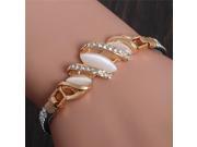 Charm Bracelet Leather Band with Austrian Crystal Gold Filled Opal Bracelet for Women TL239
