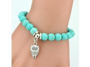 Lemon Value Vintage Charms Turquoise Beads Owl Elephant Pendant Bracelet Hand Cross Bracelet Women Jewelry Pulseras F007