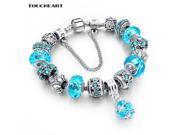 TOUCHEART Blue Crystal Beads Charm Pandora Bracelets Bangles Vintage Bracelets For Women silver plated DIY Jewelry SBR160037