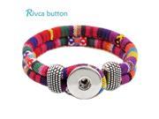 Rivca Jewelry Bohemian Personalized Braided Charm Leather Bracelet For Woman 18mm Snap Button Bracelets Bangles Man P00010