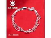 Best Price silver bracelet multi lines beads ball Silver Beads chain bracelet women lady gift Factory Price CYPRIS 925