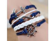Vintage Infinity Anchor Hook Artificial Leather Bracelet Men Women Steering Wheel Bracelets Bangles Jewelry 2 lot