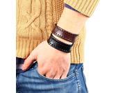 17KM Vintage Men Bracelet jewelry Wide leather strap with Button Bracelet Bangle for women