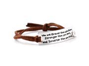 You are Braver Than you Believe Stronger than you seem Inspirational Motivational Leather Bracelet Jewelry Men Women