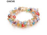 CHICVIE Handmade Gold Crystal Bracelets For Women Girls Best Friends Famous Brand Charm Bracelet Jewelry Pulseras SBR140193