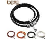 est Arrival Silver Charm Black Leather Bracelet for Women Five Magnet Clasp Christmas Gift Jewelry PI0311