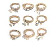 3 set Jewelry Accessories Elegant Dice Butterfly Owl Heart Friendship Rhinestone Gifts Charm Bracelets For Women