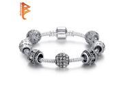 Women Bracelet Silver Plated Crystal Bead Charm Bracelet For Women Pulseiras Jewelry Original Bracelets Gift