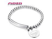MOZO Women Charm Jewelry Strand Bracelets Rose Gold Silver Round Pendant Stainless Steel Bead Female Bracelet MGS815