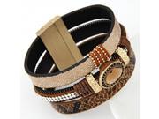 Big Brand Gem Rhinestone Wide Magnetic Leather Bracelets Bangles for Women Men Wristband brazaletes pulseras mujer