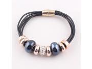 6 Layer Leather Bracelet Bangle with Europe Big Hole Beads Charms magnetic clasp bracelet JJAL B320