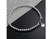 Beautiful Elegant silver plated 4MM beads chain women lady cute hot Bracelet high quality Gorgeous jewelry H198