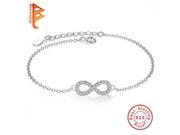 Authentic Brand Women Infinity Bracelet 925 Sterling Silver CZ Crystal Charm Bracelet For Women Wedding Jewelry Gift YS1001