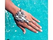 Women Finger Bracelet Pulseras Silver Bohemian Gypsy Beach Charm Handle Gem Crystal Hand Chain Bracelet Bangle