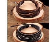 100% hand woven Jewelry multilayer Leather Braided Rope Wristband men bracelets bangles for women