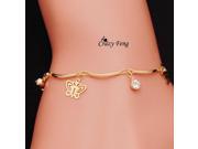 top quality trendy summer style Brand hot butterfly crystal jewelry charm bracelet anklet for women