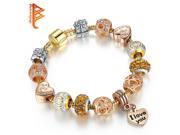 Luxury Gold Plated Charm Bracelets For Women Crystal DIY Beads Bracelets Bangles Pulsera Gift Jewelry