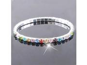 silver plated bracelet bangles jewellery colorful crystal elastic adjustable bracelet for women female wedding jewelry