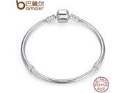 BAMOER Authentic 100% 925 Sterling Silver Snake Chain Bangle Bracelet Luxury Jewelry PAS902