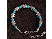 Hot Sale Retro Elephant Adjustable Chain Bead For Ladies Turquoise Bracelet