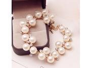 Charm Bracelets Gold Plated Simulated Pearl Crystal Beads Bangle Wedding Jewelry Accessories Gift