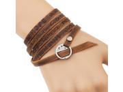 Brown Genuine Leather Wrap Bracelet Multilayer Bracelets bangles for Women Men erkek bileklik YW431