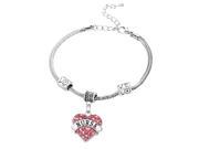 Charm Nurse Xmax Gifts Love Heart Clear Pink Blue Rhinestone Crystal Pendant Silver Bangles Bracelets Party Women Men Jewelry
