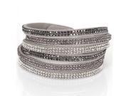 Double wrap velvet leather 3 rows crystal bracelet with full pave crystal wrapped bracelets with bilingbling full crystal