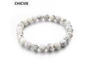 CHICVIE Natural Stone Strand Bracelets With Stones Casual Men Jewelry White Turquoise Beads Bracelets Bangles for Women