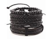 Punk Vintage Rope Handmade Bead Woven Leather Men Bracelets Women Bangles Female Rock Homme Men Jewelry Accessories 4 set