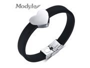 Modyle Jewelry Sale Top Quality Stainless Steel Heart Bracelet For Woman Silicone Bracelets Bangles