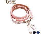 BAMOER Luxury Gold Plated Genuine Pink Leather Bracelet Three Circle Jewelry for Women PI0327