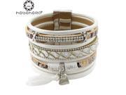 Arrival Multilayer Rhinestone Leather Tassel Bracelet Bangle Magnetic Jewelry for Women pulseira feminina Friendship