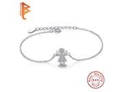 Authentic 100% 925 Sterling Silver Link Chain Bracelet Cute Girls Charm Cubic Zirconia Micro Pave CZ Crystal Bracelet Jewelry