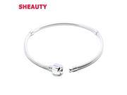 European Silver Plated Bracelet Bangle Snake Chain Barrel Clasp fit for Women Colorful DIY Bead Charms Jewelry Gifts