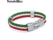 Trendsmax Italy Flag Rope Surf Handmade Braided Leather Bracelet Wristband Dropship Mens Womens Friendship LB141